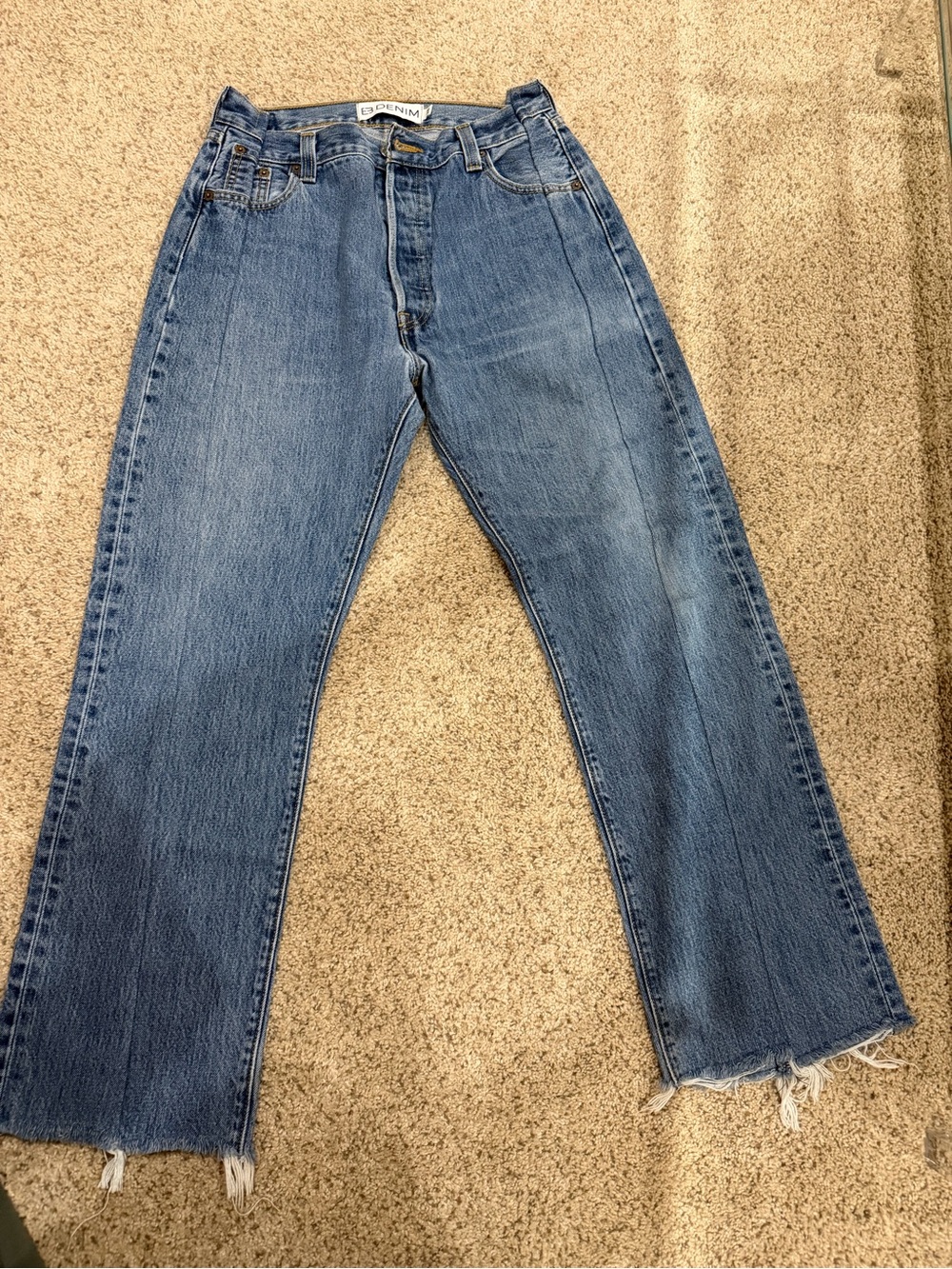 EB Denim Women's Upcycled Straight-Leg Jeans in Medium Blue 26